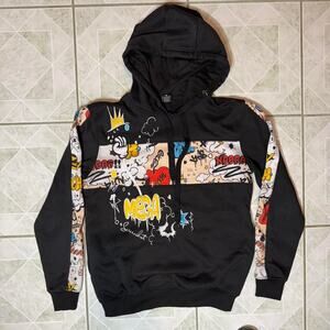 Black and multi coloured hoodie with‎